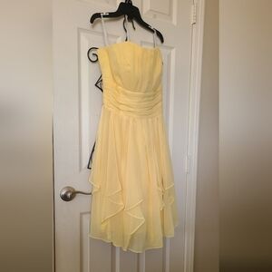 David's Bridal Yellow Strapless Dress Size 10 Canary F14169
